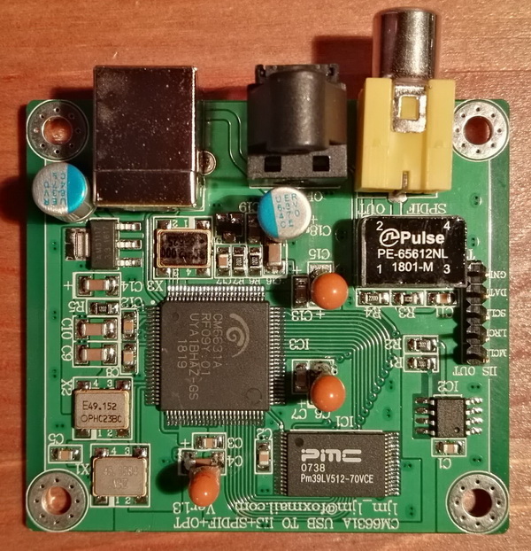 The USB to SPDIF module based on CM6631A chip