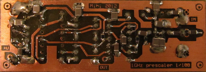 High frequency (10MHz-1.1GHz) input stage PCB with MB501L - solder side